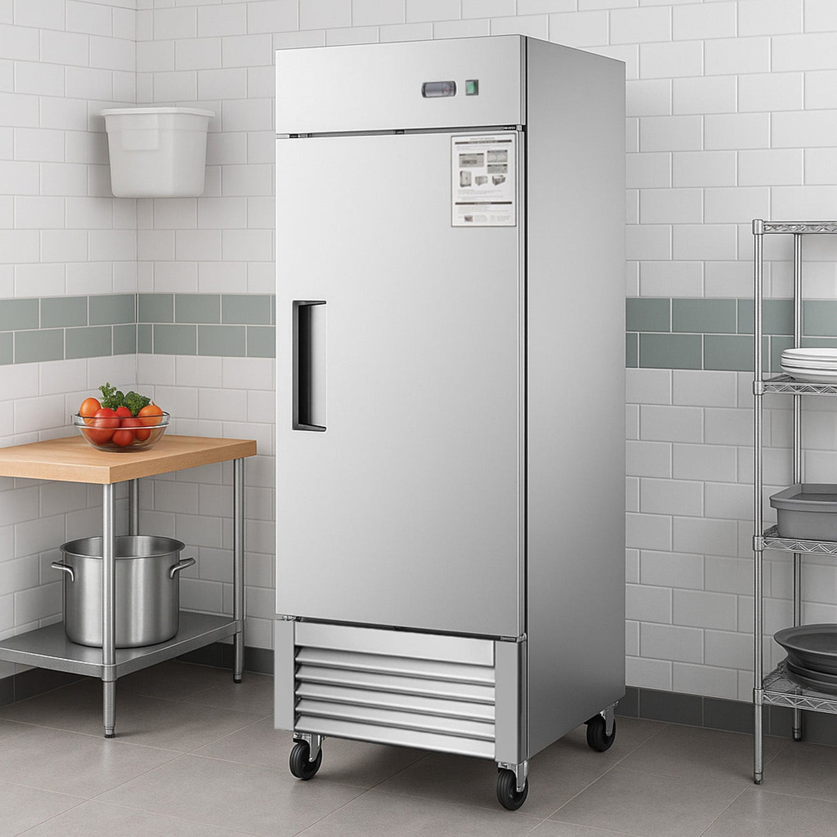 27"W Single Solid Door Reach-In Refrigerator 19 cu. ft. Commercial Refrigerator