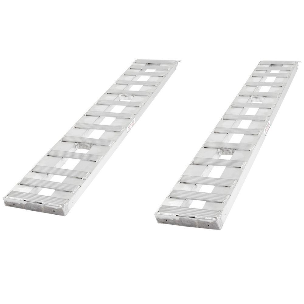 12" W Aluminum Car Trailer Ramps, Hook & Plate Hybrid End, Knife Foot - 3,000 lb. Per Axle