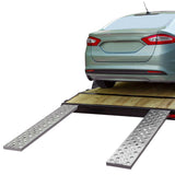 6' L X 12" W EZ Traction Aluminum Car Trailer Ramp, Hook & Plate Hybrid End, Stub Foot - 2,500 lb. Per Axle