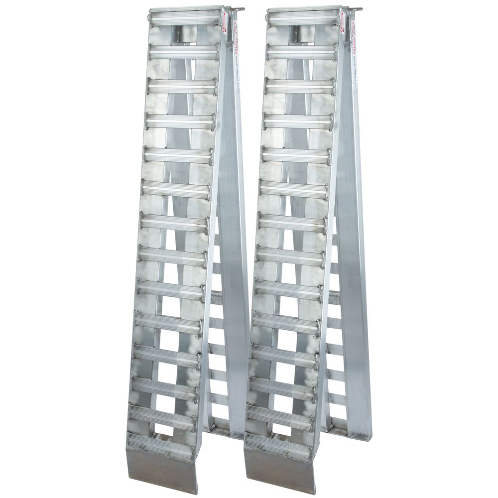 12' L X 12" W Aluminum Folding Smart Car Trailer Ramps, Plate End, Stub Foot - 2,000 lb. Per Axle