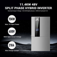 Sungold Power Hybrid Solar Kit 11.4KW 48V Split Phase 20.48KWH Lithium Battery 16 X 440 Watt Solar Panel SGH-11N2E