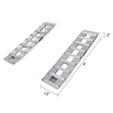 12" W Aluminum Car Trailer Ramps, Hook & Plate Hybrid End, Knife Foot - 3,000 lb. Per Axle