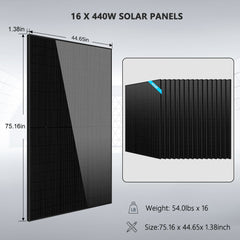 Sungold Power Hybrid Solar Kit 11.4KW 48V Split Phase 20.48KWH Lithium Battery 16 X 440 Watt Solar Panel SGH-11N2E