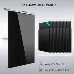 Sungold Power OFF GRID SOLAR KIT 20KW 48VDC 120V/240V LIFEPO4 30.72KWH LITHIUM BATTERY 32 X 440 WATTS SOLAR PANELS SGR-20K30E