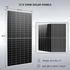 Sungold Power Off Grid Solar Kit 12 X 550 Watts Solar Panels 25.6KWh Lithium Battery 10Kw Solar Inverter 48Vdc 120V/240V Sgr-10K25S