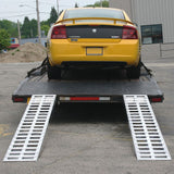 15" W Aluminum Car Trailer Ramps Hook End, Knife Foot- 5,000 lb. Per Axle