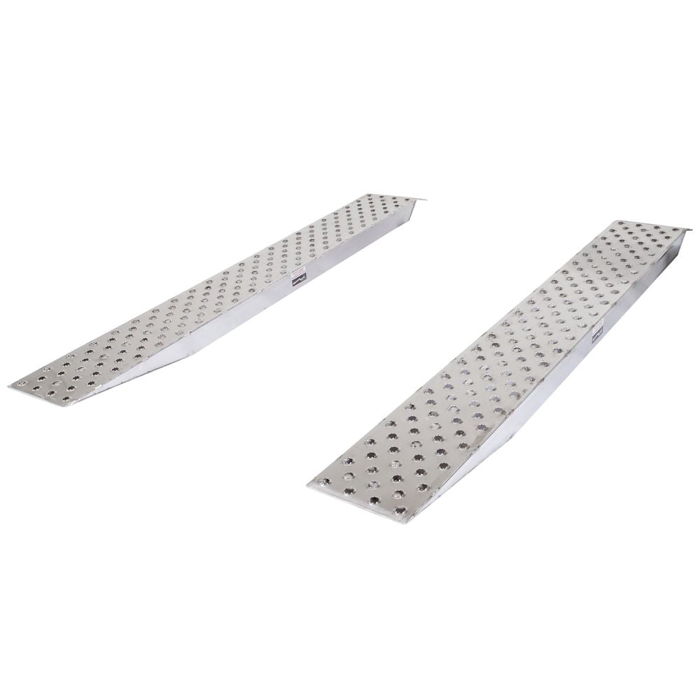 10' L X 16" W EZ Traction Aluminum Car Trailer Ramps, Plate End, Knife Foot - 5,000 lb. Per Axle