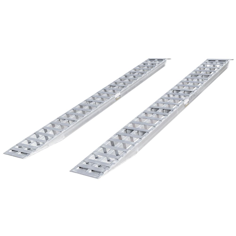 16" W Aluminum Car Trailer Ramps, Plate End, Knife Foot - 5,000 lb. Per Axle