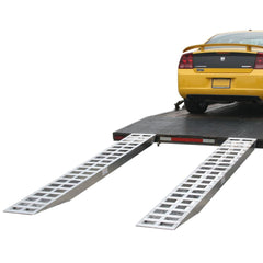 10' L x 20" W Aluminum Car Trailer Ramps, Pin-On End, Knife Foot - 5,000 lb. Per Axle