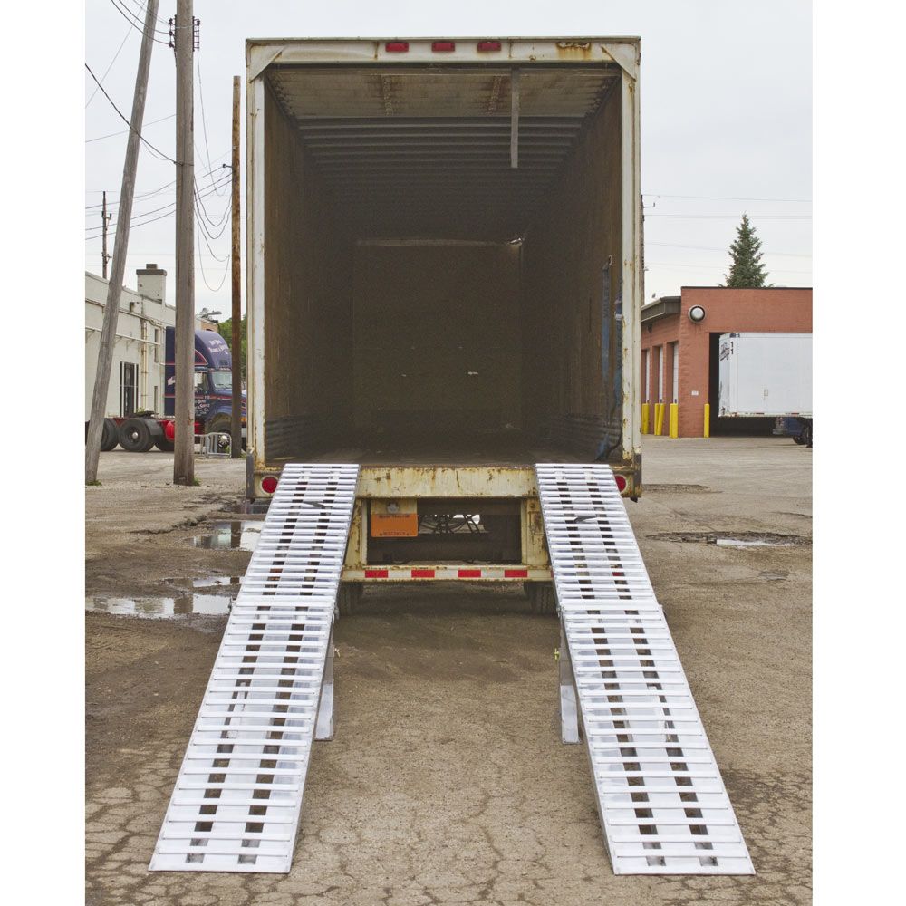 Aluminum Modular Dry Van Truck Trailer Ramp System w/2-Piece Support Stands - 5,000 lb. per Axle