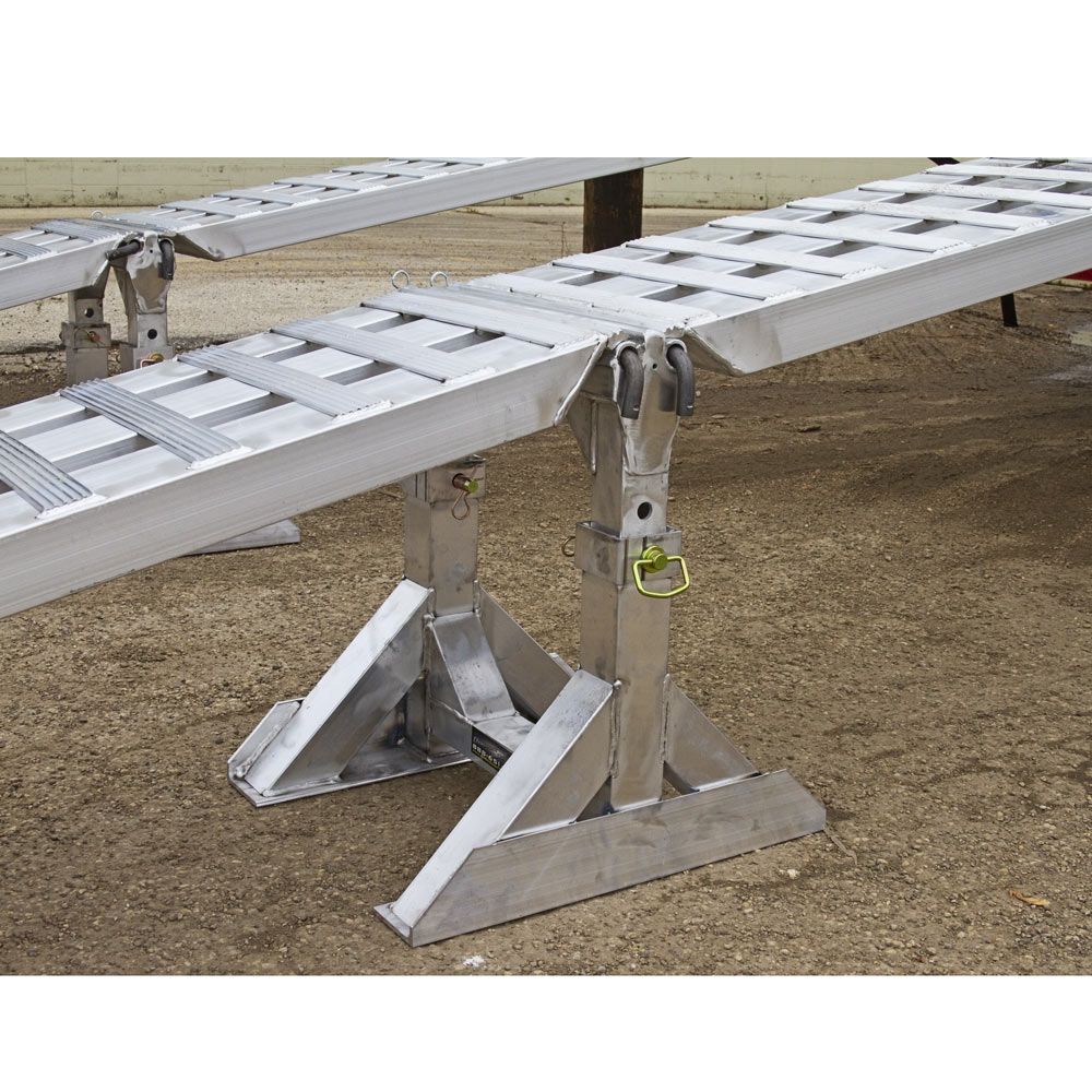Aluminum Modular Dry Van Truck Trailer Ramp System w/2-Piece Support Stands - 5,000 lb. per Axle