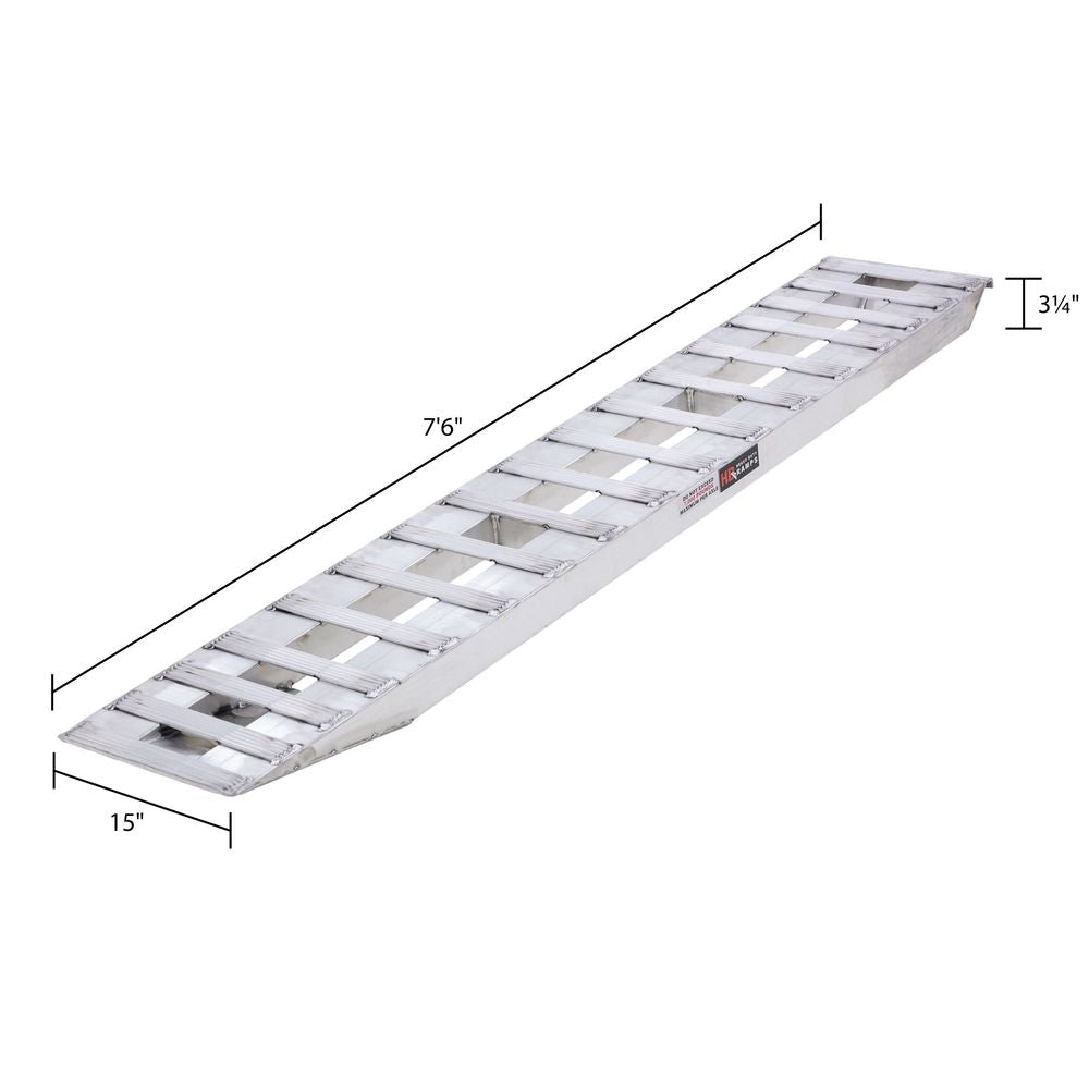7' 6" L X 15' W Aluminum Car Trailer Ramps, Hook End, Knife Foot - 7,000 lb. Per Axle