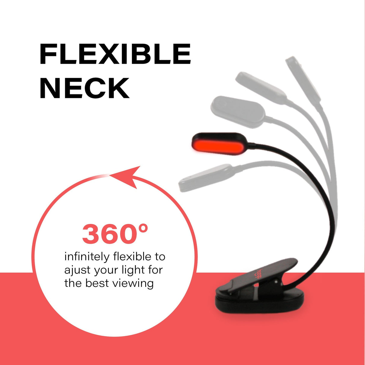 Hooga Red Clip-On Book Light
