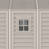 10.5x28.5 ft Vinyl Garage, Vinyl Storage Shed with Foundation, 2 Windows & Side Doors