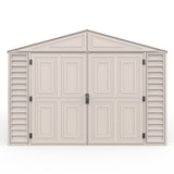 10.5x31 ft Vinyl Garage, Vinyl Storage Shed with Foundation, 2 Windows & Side Doors