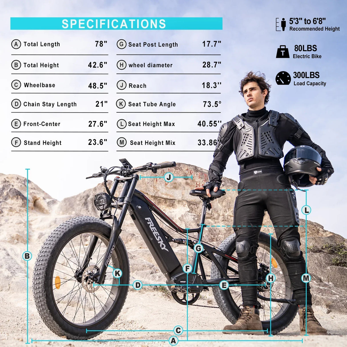 FREESKY Swifthorse X-6e 1000 w Mountain Ebike 4 Fat Tire Electric Fat Tire Mountain eBike
