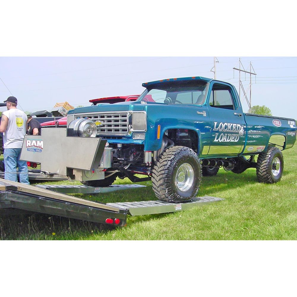 14' L X 16' W Aluminum Car Trailer Ramps, Pin-On End, Knife Foot - 12,000 lb. Per Axle