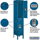12" Wide Double Tier Standard Metal Locker - 1 Wide - 5 Feet High - 12" Deep by Salsbury