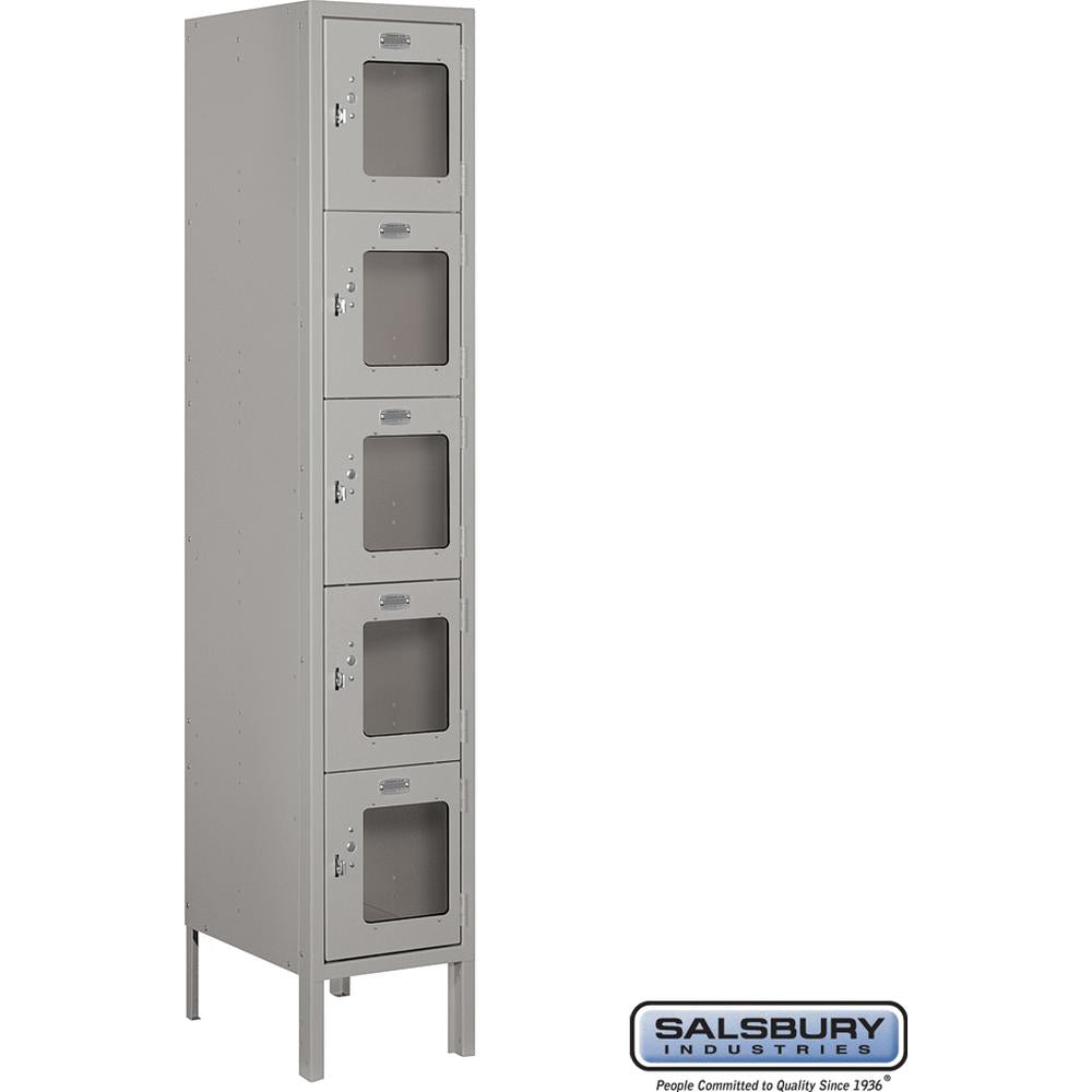 12" Wide Five Tier Box Style See-Through Metal Locker - 1 Wide - 5 Feet High - 15" Deep by Salsbury