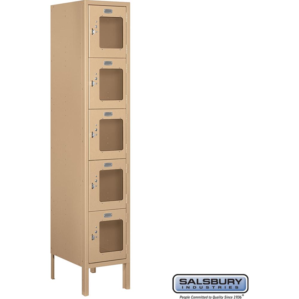 12" Wide Five Tier Box Style See-Through Metal Locker - 1 Wide - 5 Feet High - 15" Deep by Salsbury