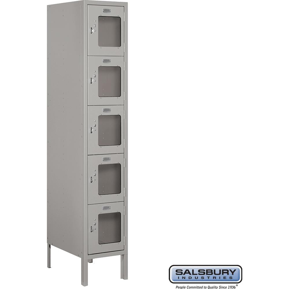 12" Wide Five Tier Box Style See-Through Metal Locker - 1 Wide - 5 Feet High - 18" Deep by Salsbury