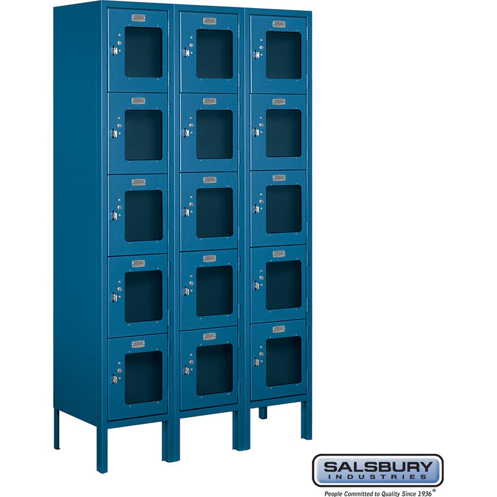 12" Wide Five Tier Box Style See-Through Metal Locker - 3 Wide - 5 Feet High - 12" Deep by Salsbury