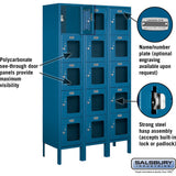 12" Wide Five Tier Box Style See-Through Metal Locker - 3 Wide - 5 Feet High - 12" Deep by Salsbury