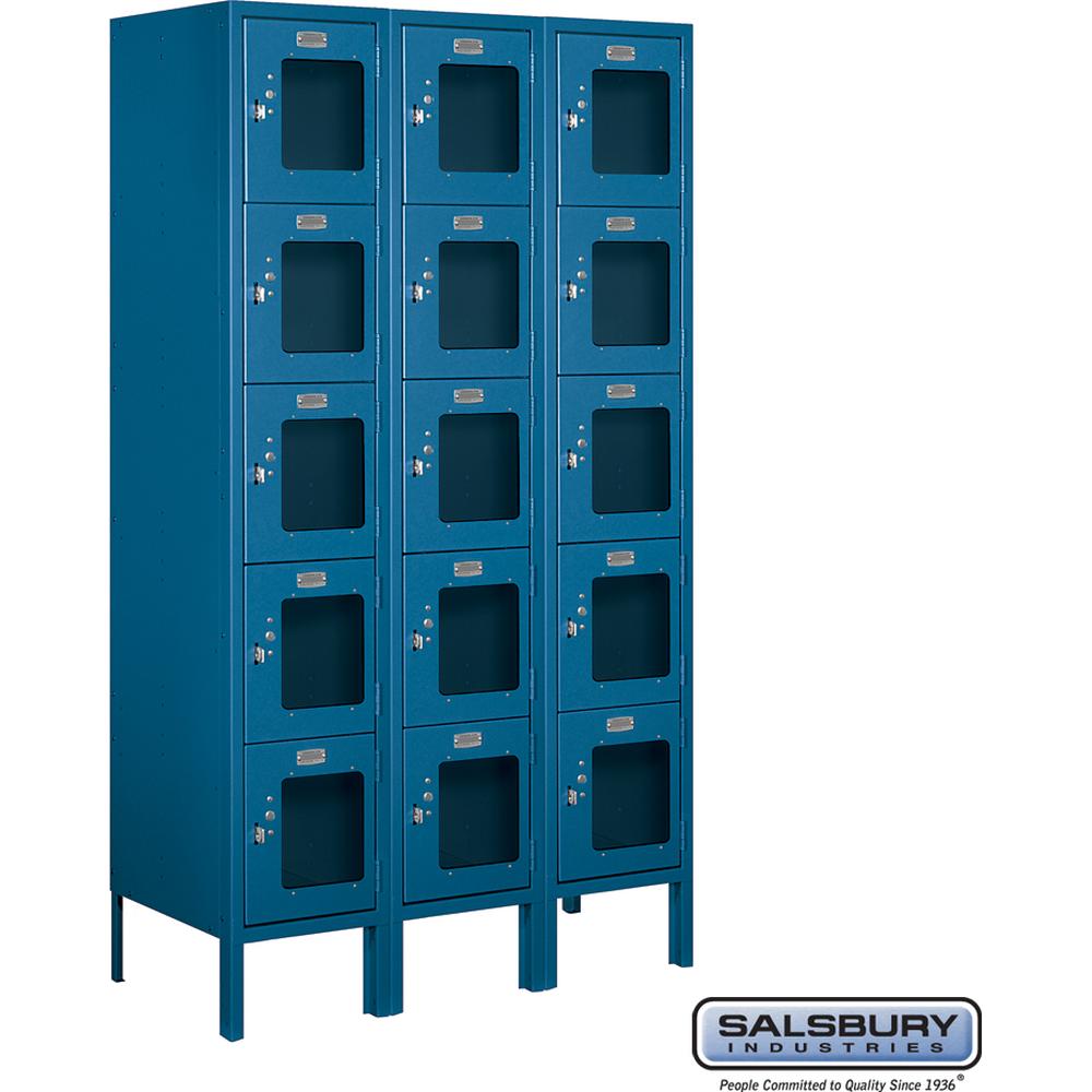 12" Wide Five Tier Box Style See-Through Metal Locker - 3 Wide - 5 Feet High - 15" Deep by Salsbury