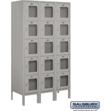 12" Wide Five Tier Box Style See-Through Metal Locker - 3 Wide - 5 Feet High - 15" Deep by Salsbury