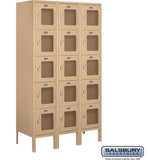 12" Wide Five Tier Box Style See-Through Metal Locker - 3 Wide - 5 Feet High - 15" Deep by Salsbury