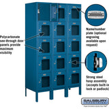12" Wide Five Tier Box Style See-Through Metal Locker - 3 Wide - 5 Feet High - 15" Deep by Salsbury