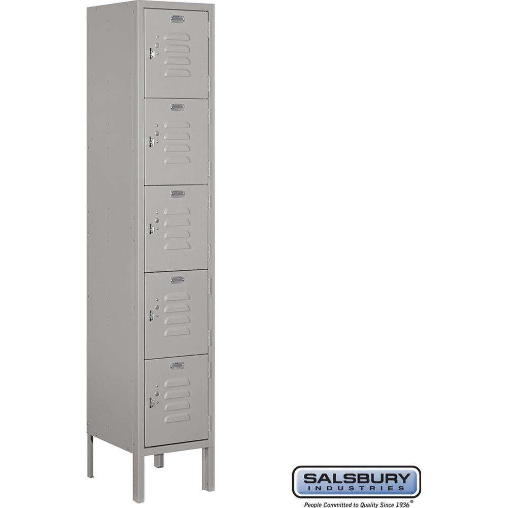 12" Wide Five Tier Box Style Standard Metal Locker - 1 Wide - 5 Feet High - 12" Deep by Salsbury