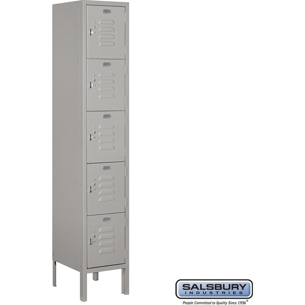 12" Wide Five Tier Box Style Standard Metal Locker - 1 Wide - 5 Feet High - 12" Deep by Salsbury