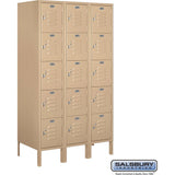 12" Wide Five Tier Box Style Standard Metal Locker - 3 Wide - 5 Feet High - 18" Deep by Salsbury