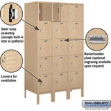 12" Wide Five Tier Box Style Standard Metal Locker - 3 Wide - 5 Feet High - 18" Deep by Salsbury