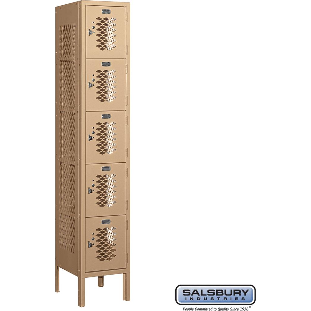 12" Wide Five Tier Box Style Vented Metal Locker - 1 Wide - 5 Feet High - 12" Deep by Salsbury