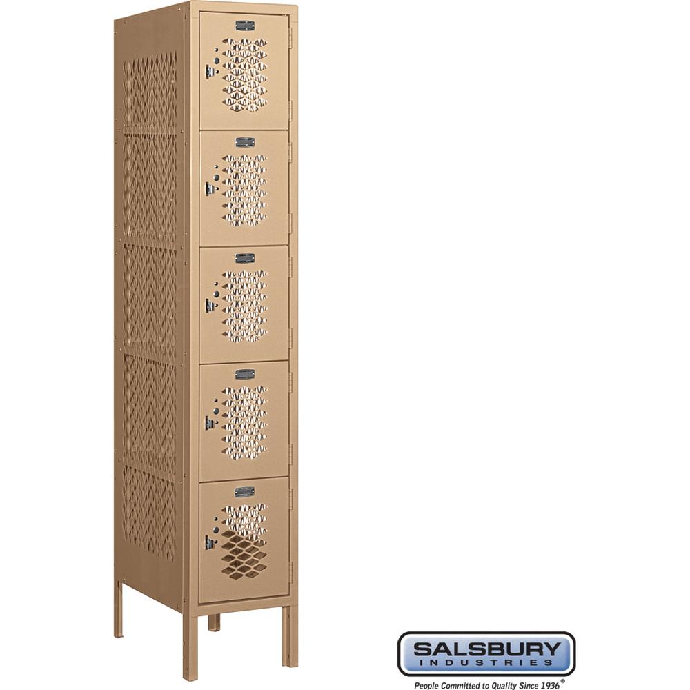 12" Wide Five Tier Box Style Vented Metal Locker - 1 Wide - 5 Feet High - 18" Deep by Salsbury