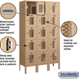 12" Wide Five Tier Box Style Vented Metal Locker - 3 Wide - 5 Feet High - 12" Deep by Salsbury