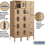12" Wide Five Tier Box Style Vented Metal Locker - 3 Wide - 5 Feet High - 18" Deep by Salsbury