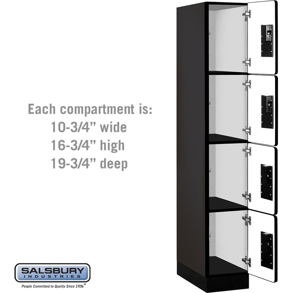12" Wide Four Tier Designer Wood Locker - 1 Wide - 6 Feet High - 21" Deep by Salsbury