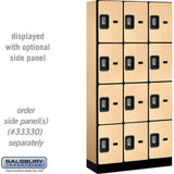 12" Wide Four Tier Designer Wood Locker - 3 Wide - 6 Feet High - 15" Deep by Salsbury