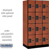 12" Wide Four Tier Designer Wood Locker - 3 Wide - 6 Feet High - 21" Deep by Salsbury