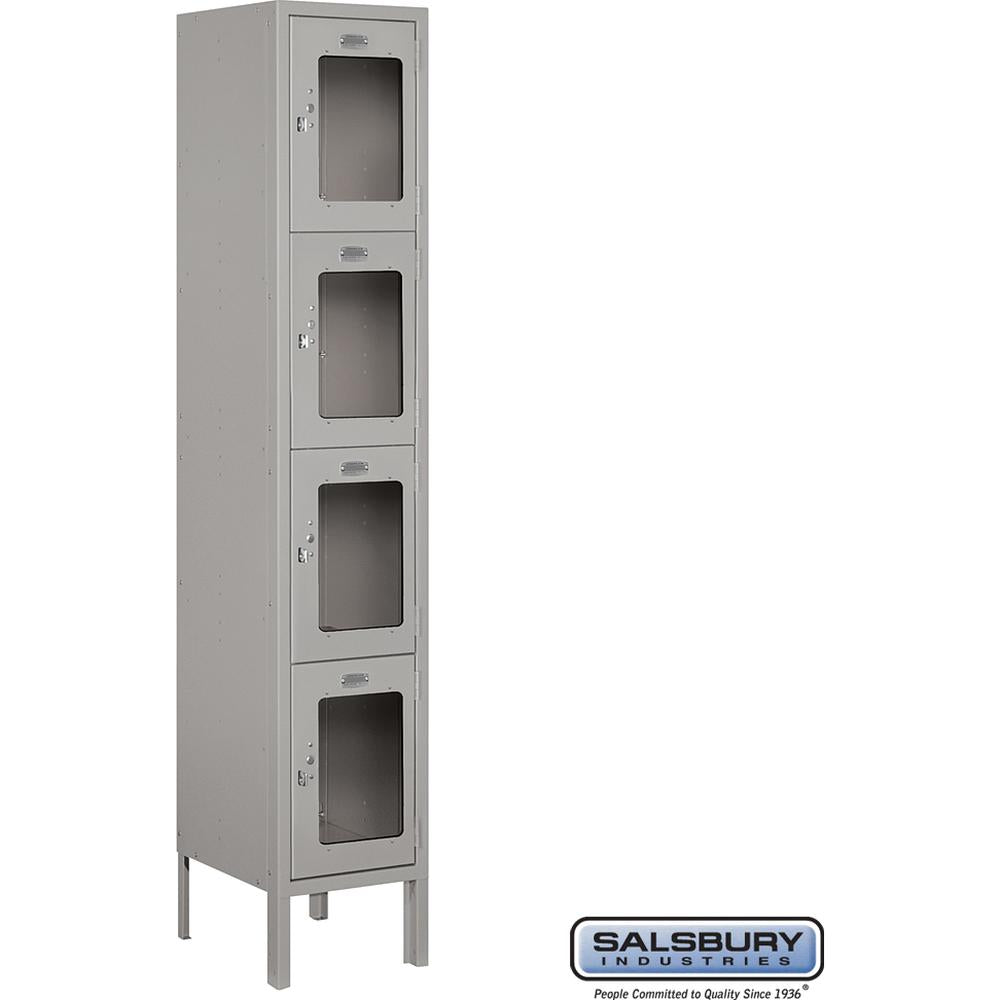 12" Wide Four Tier See-Through Metal Locker - 1 Wide - 5 Feet High - 12" Deep by Salsbury