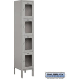 12" Wide Four Tier See-Through Metal Locker - 1 Wide - 5 Feet High - 12" Deep by Salsbury