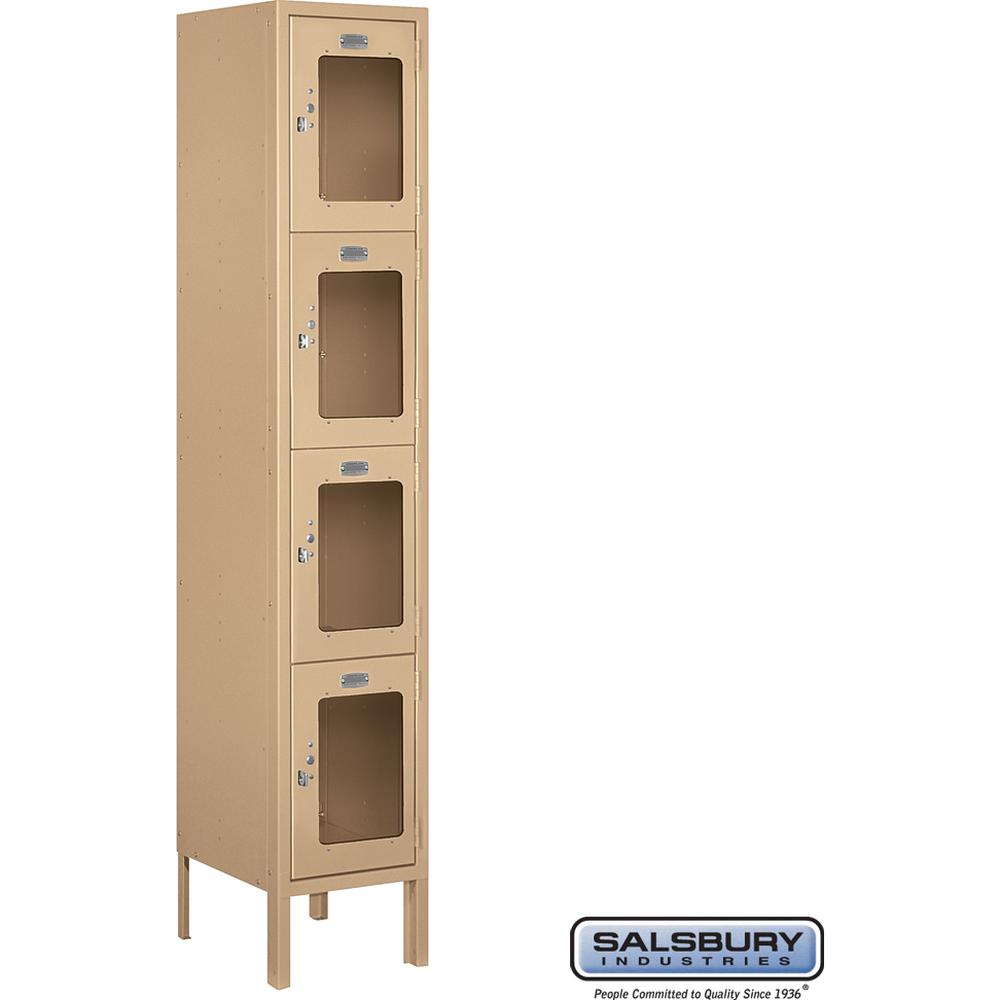12" Wide Four Tier See-Through Metal Locker - 1 Wide - 5 Feet High - 12" Deep by Salsbury