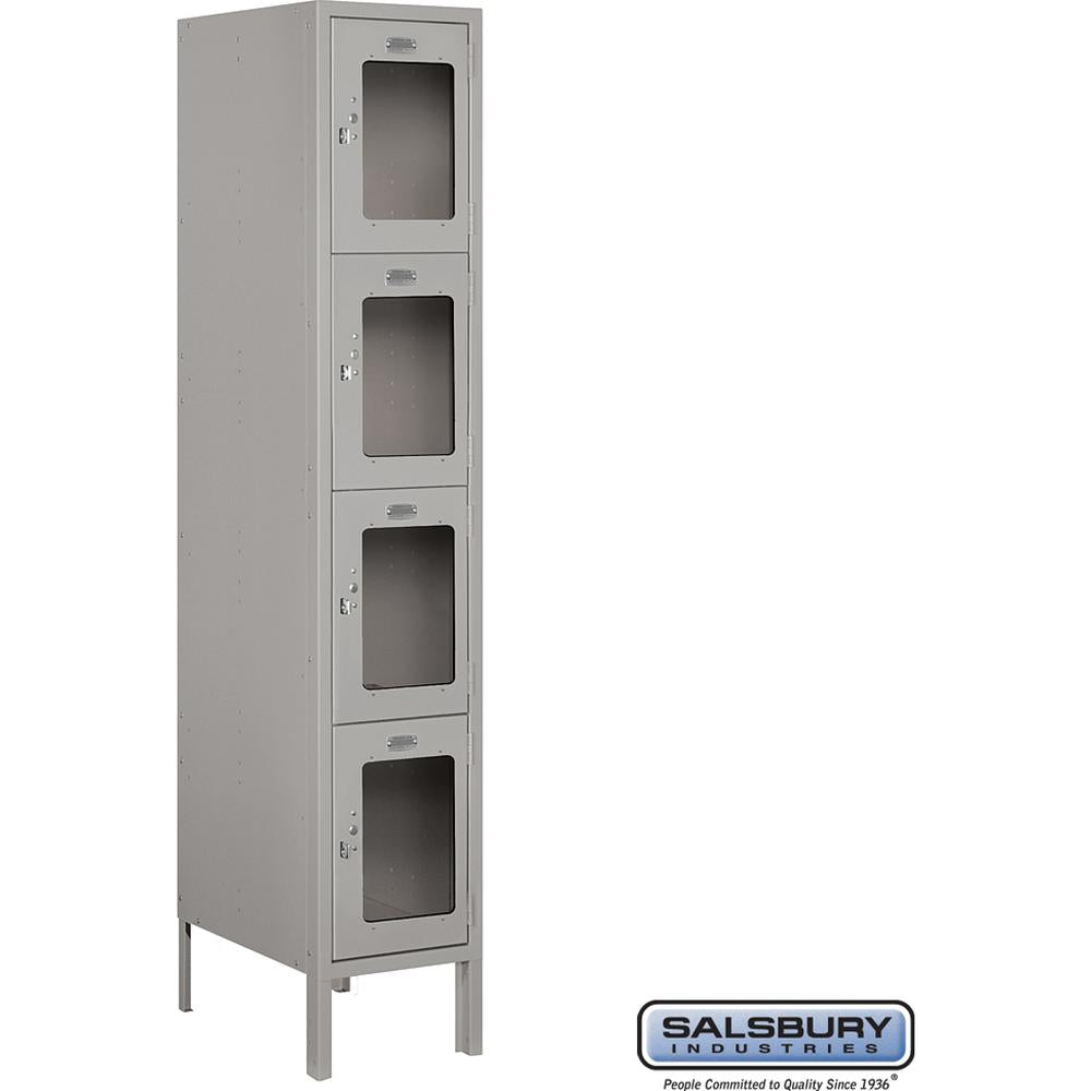 12" Wide Four Tier See-Through Metal Locker - 1 Wide - 5 Feet High - 18" Deep by Salsbury