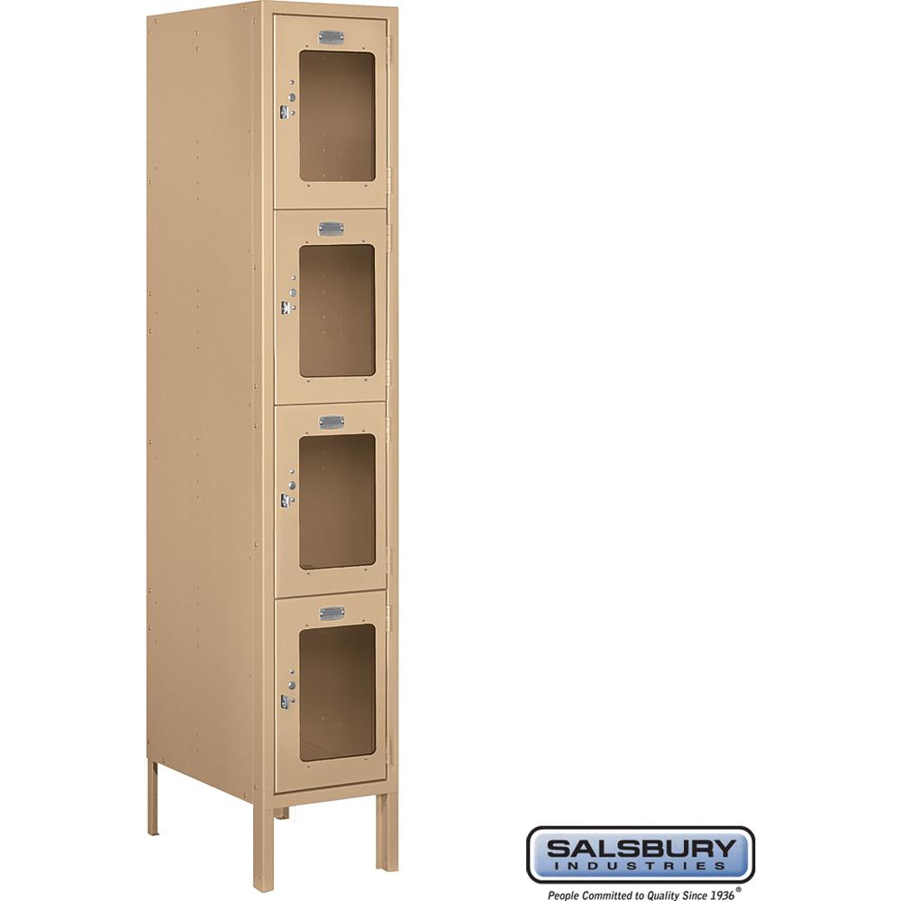 12" Wide Four Tier See-Through Metal Locker - 1 Wide - 5 Feet High - 18" Deep by Salsbury