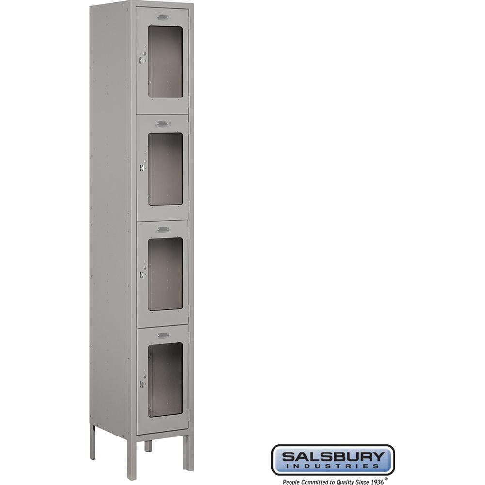 12" Wide Four Tier See-Through Metal Locker - 1 Wide - 6 Feet High - 12" Deep by Salsbury