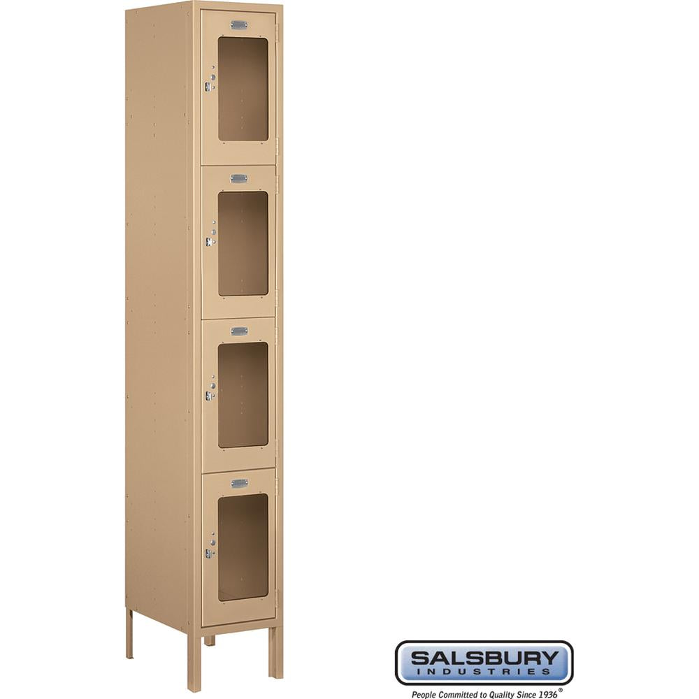 12" Wide Four Tier See-Through Metal Locker - 1 Wide - 6 Feet High - 15" Deep by Salsbury