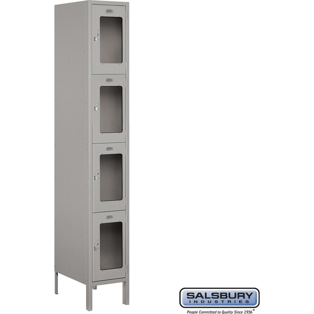 12" Wide Four Tier See-Through Metal Locker - 1 Wide - 6 Feet High - 18" Deep by Salsbury